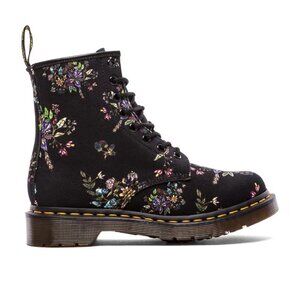 RARE Dr. Martens Castel 8-Eye Boots Black Belladonna Floral Canvas l Size 9